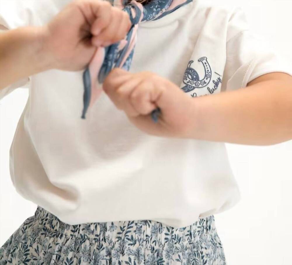 NEW MAYORAL printed scarf t-shirt in bone/sky blue